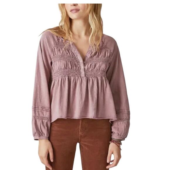 Lucky Brand Tops - Lucky Brand Peasant BoHo Baby Doll Top Mauve Color size Extra Large